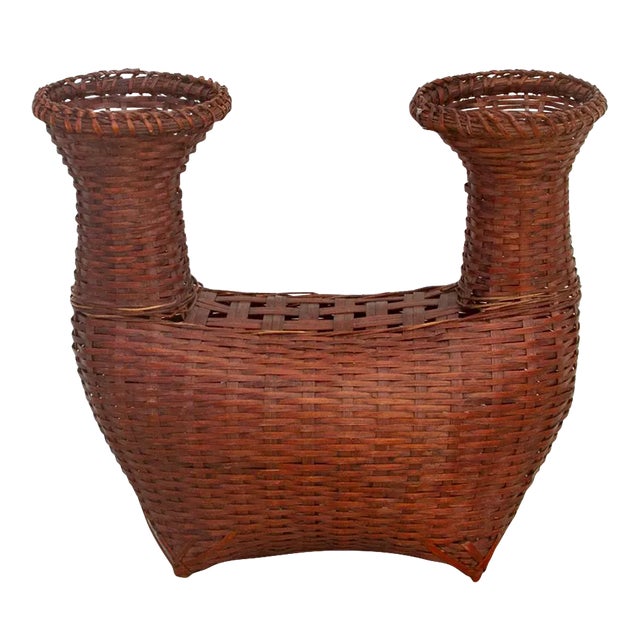 Vintage Asian Boat Shaped Basket For Sale