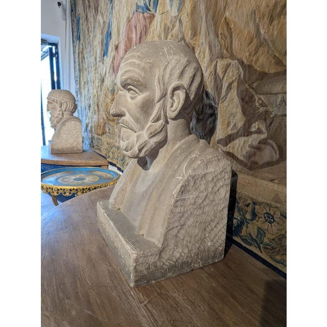 Gold French School Artist, Bust of Hippocrates, 19th Century, Stone For Sale - Image 8 of 13