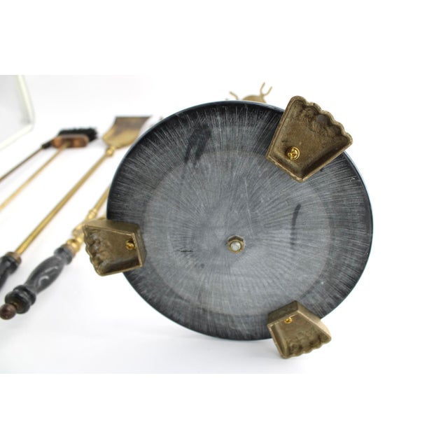 Gorgeous Vintage Brass & Marble Handle Fireplace Tool Set With Star For Sale - Image 11 of 11