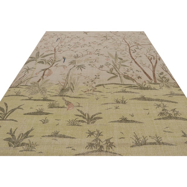 Contemporary Rug & Kilim’s Distressed Contemporary Pictorial Rug in Beige-Brown and Green For Sale - Image 3 of 7