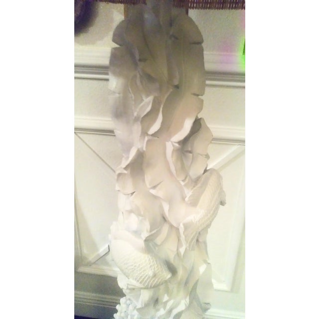 Coastal LargeCoastal Coral Seaside Clamshell Tall Floor Lamp W/Shade For Sale - Image 3 of 13