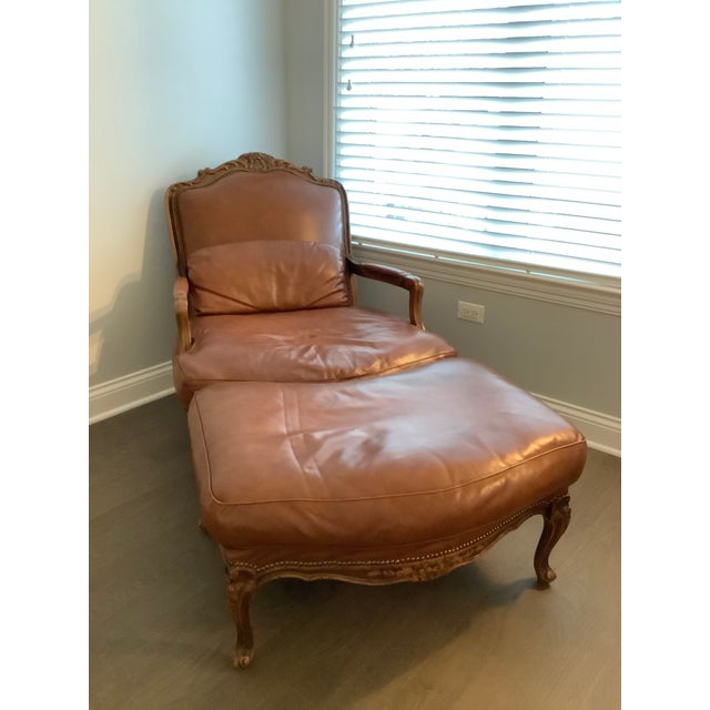Chateau D Ax French Louis Xv Style Fauteuil Chair Ottoman Chairish