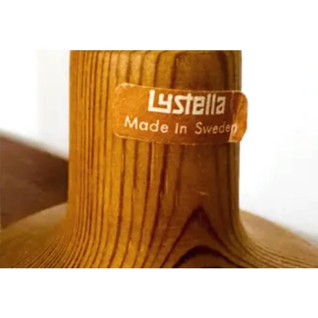 1960s Wooden Table Lamp in Pine Wood by Lystella Sweden, 1960s For Sale - Image 5 of 6