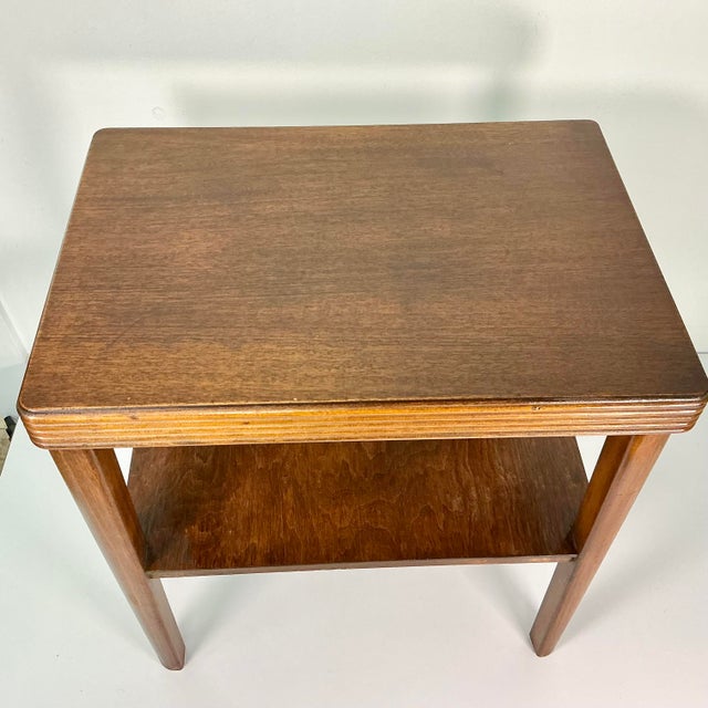 1930 Vintage Boho Chic Art Deco Wood Side Table, 2 Tier. For Sale - Image 12 of 16