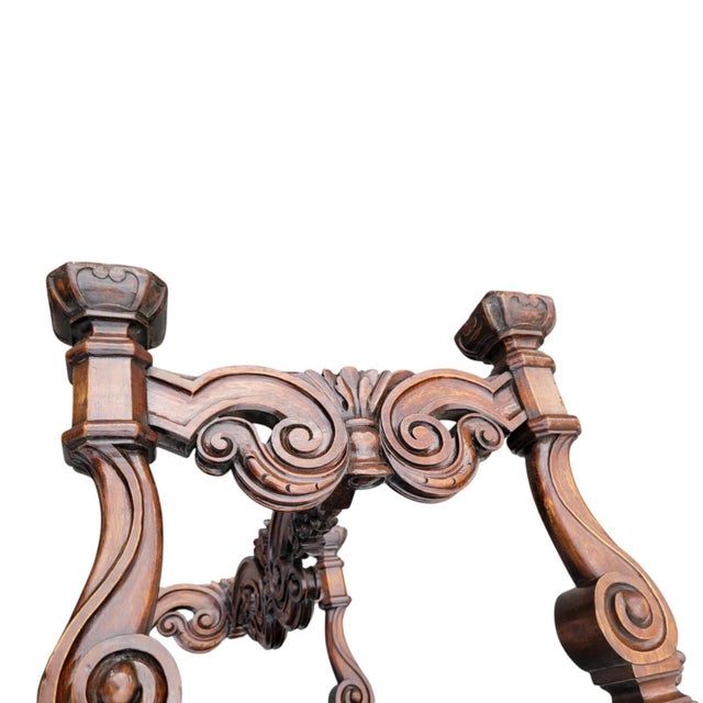 Antique 19th C. French Walnut Upholstered Bench –Hand Carved, Restored & Quality For Sale - Image 15 of 16