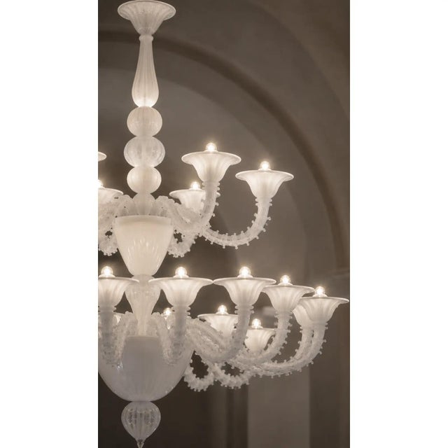 Monumental White Rezzonico Murano Glass Chandelier by Simoeng for Simoeng For Sale - Image 4 of 6
