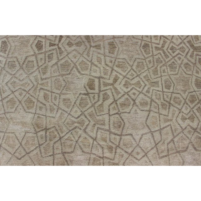 Tan Wool and Silk Tan and Taupe Tibetan Rug by Keivan Woven Arts 8'10 X 11'11 For Sale - Image 8 of 12