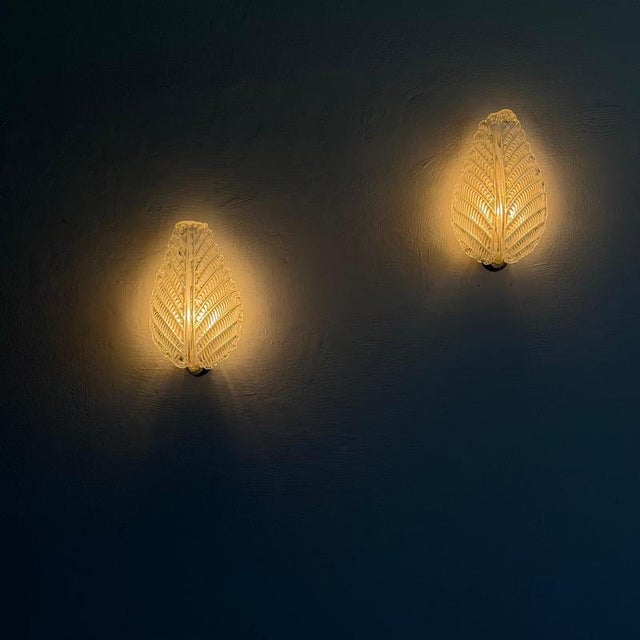 Foglia Murano Glass Wall Lights by Ercole Barovier for Barovier & Toso, 1940s, Set of 2 For Sale - Image 9 of 18