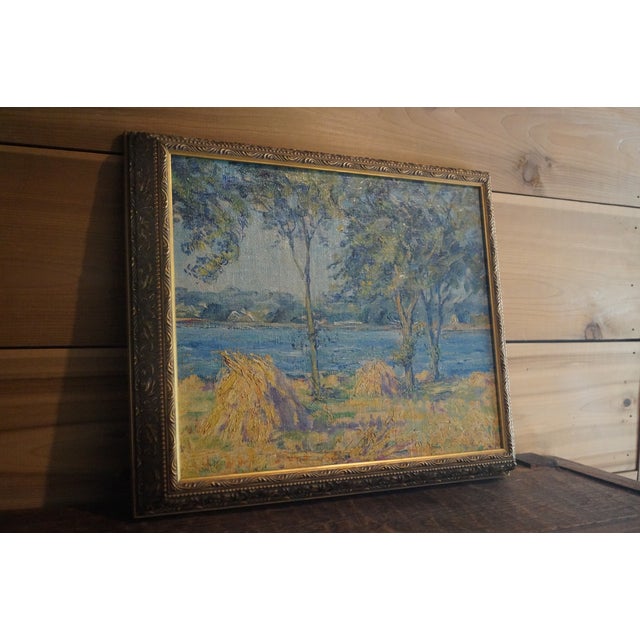 1930s New York State Haystacks Landscape Painting For Sale - Image 10 of 12