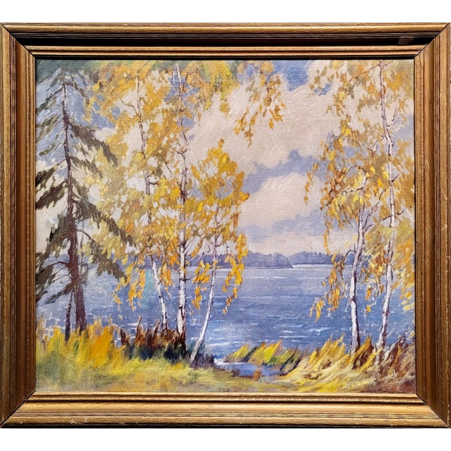 James Topping-1920s Summer Landscape at the Lake-Oil Painting For Sale - Image 9 of 9