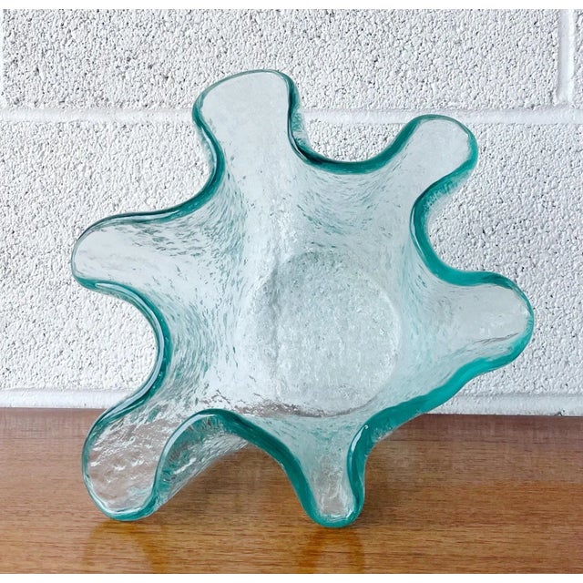Abstract Vintage Blown Recycled Glass Ruffle Bowl For Sale - Image 3 of 3