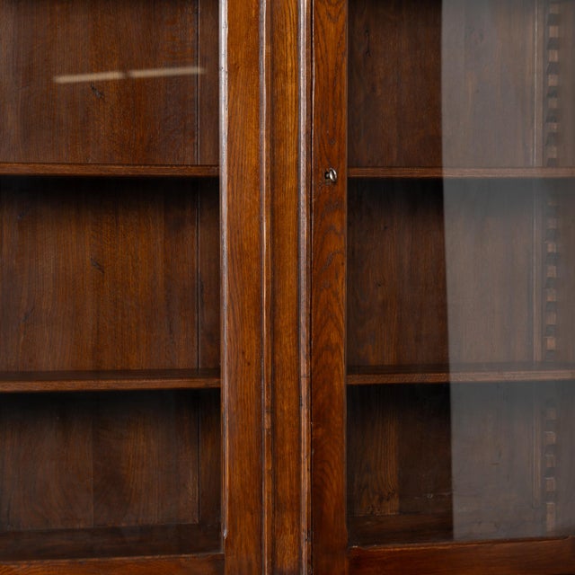 Early 20th Century French Oak Bookcase Cabinet With Glass Doors For Sale - Image 6 of 13