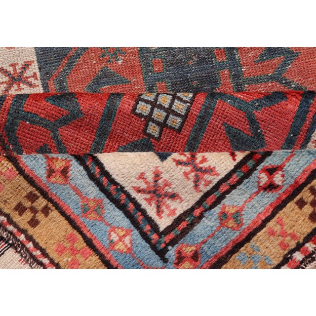 Antique Colorful Persian Heriz-Serapi Runner With a Bold Geometric Design 3'1 X 10'10 For Sale - Image 12 of 13