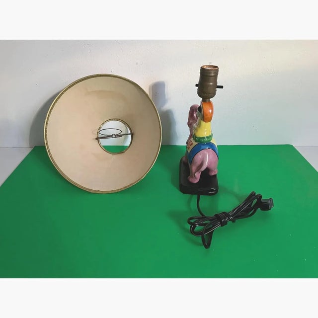 Porcelain Elephant Lamp & Shade, C1940 For Sale - Image 18 of 18