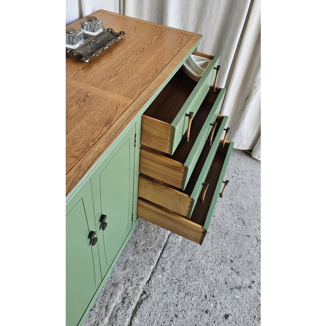 Thomasville Green Dresser, Tamerlane Collection, Mid Century Modern, Credenza 1950's For Sale - Image 11 of 16