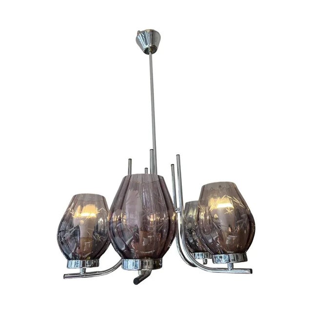 Art Deco 5-Light Chandelier, 1950s For Sale - Image 9 of 9