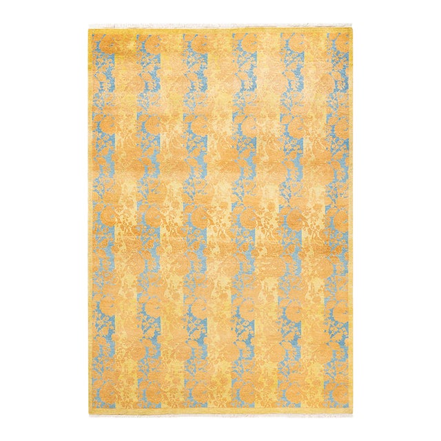 Mogul, One-of-a-Kind Hand-Knotted Area Rug - Green, 4' 8" x 6' 10" For Sale