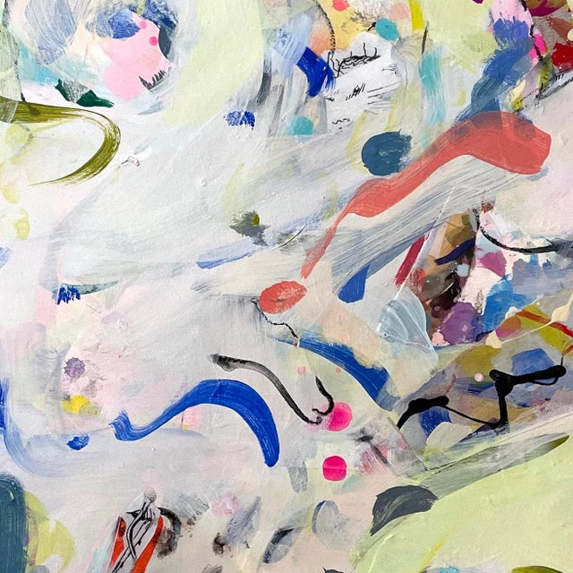 Abstract Ontemporary Abstract Acrylic and Mixed Media on Paper Painting "Wave" by Gina Werfel For Sale - Image 3 of 4