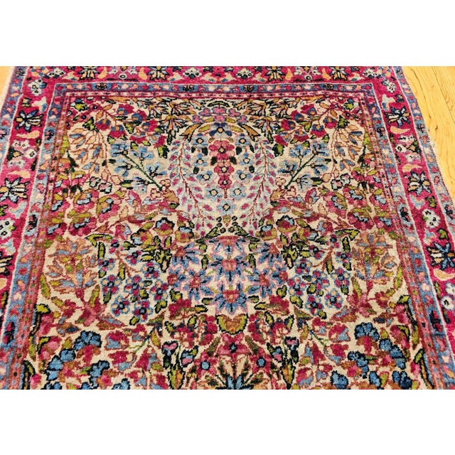 Textile 19th Century Persian Kerman Lavar Rug, All-Over Floral Pattern, Ivory & Green, 3’ X 5’ For Sale - Image 7 of 12
