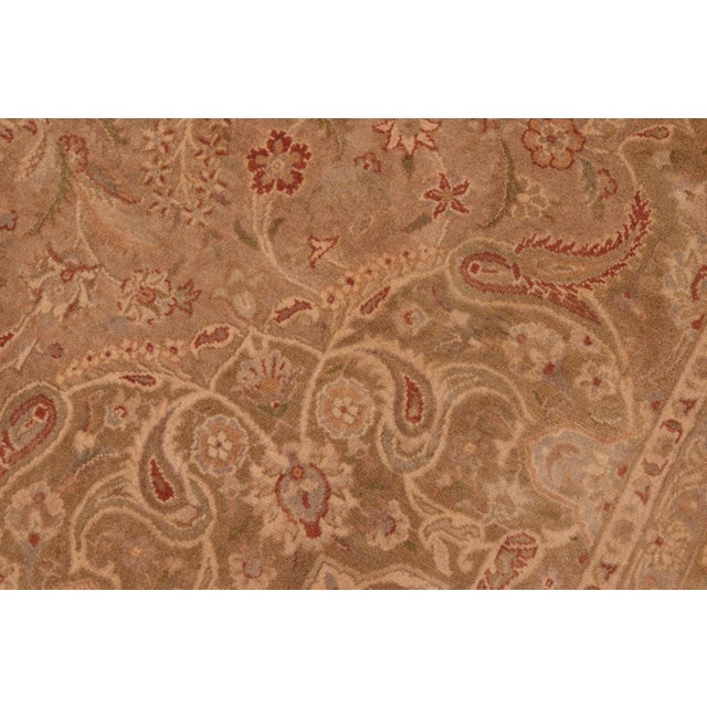 Shabby Chic 1990's Pak-Persian Taupe/Green Wool Rug - 6'1'' X 9'8'' For Sale - Image 3 of 9
