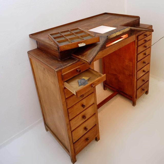 Watchmaker's Workbench with Illuminated Glass Top from Auxilia, 1930s For Sale - Image 11 of 16