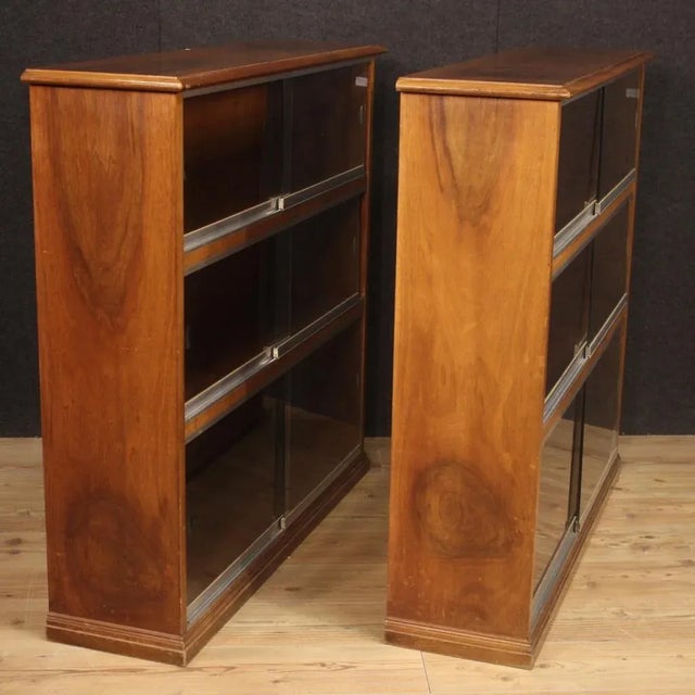 Italian Bookcases in Walnut, 1960s, Set of 2 For Sale - Image 6 of 13