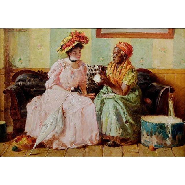 Harry Roseland -The Fortune Teller Reading the Tea Leaves-Oil Painting For Sale - Image 4 of 13