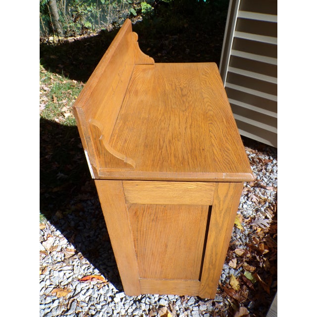 Antique Oak Chest Commode Washstand Dry Sink Country Farmhouse Cabinet For Sale - Image 16 of 18