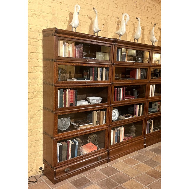 Bookshelf in Oak from Globe Wernicke, 19th Century, Set of 4 For Sale - Image 3 of 12