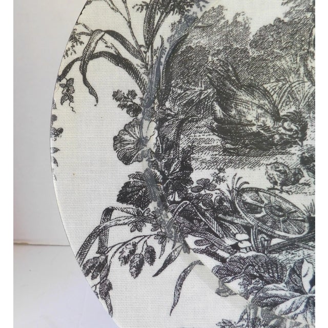 Late 20th Century Late 20th Century Gray & Black Rooster Animal Farm Scenic Heavy Plastic Round Decorative Plate For Sale - Image 5 of 12