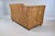 Wood Modern Caned Teak Rattan Loveseat in Blue and White Sunbrella Fabric For Sale - Image 7 of 15