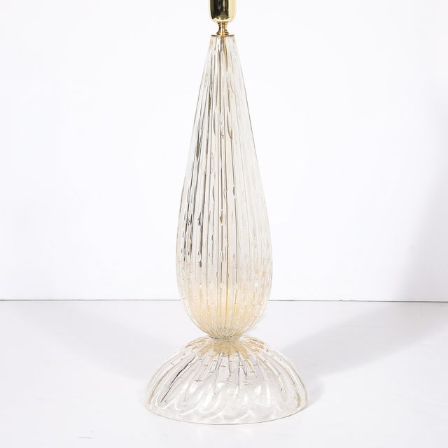 2020s Modernist Handblown Murano Table Lamps in Glass and Brass, 24-Karat Gold Flecks - a Pair For Sale - Image 5 of 13