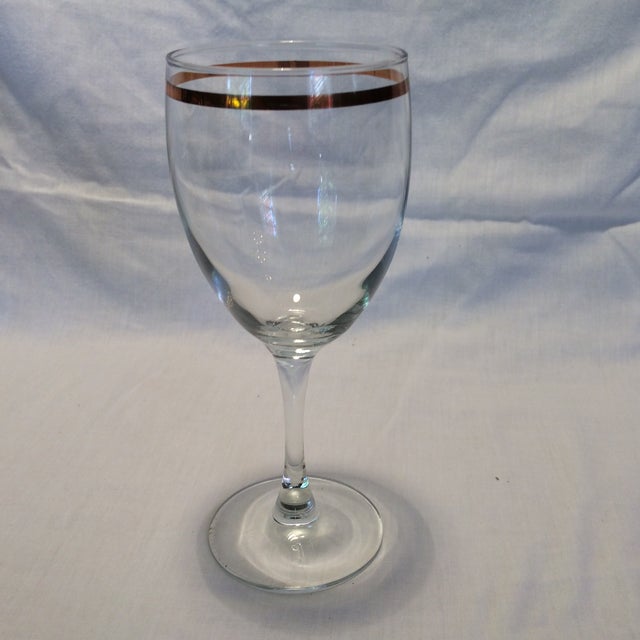 Vintage 24 Kt Gold Band Crystal Wine Glasses Set of 5 Chairish