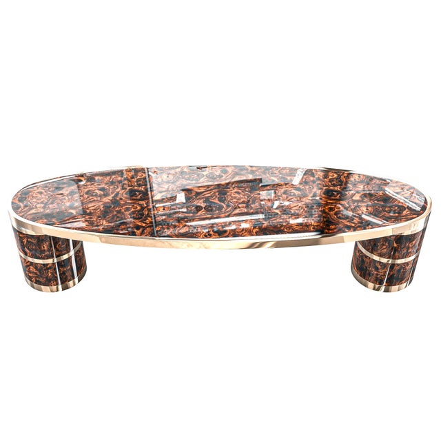 Not Yet Made - Made To Order "Melagrana" Coffee Table With Burl Walnut and Bronze Details For Sale - Image 5 of 6