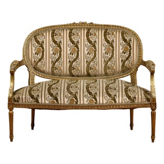 Napoleon III Style Two-Seater Golden Sofa For Sale