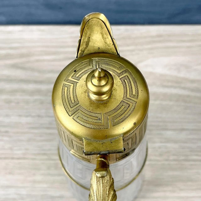 1920s Vintage Greek Key Cut Glass Fancy Claret Jug For Sale - Image 9 of 10