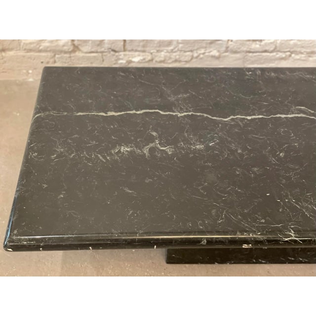 Stone 1980s Vintage Nero Marquina Postmodern Black Marble Coffee Table For Sale - Image 7 of 12