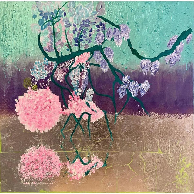 Oil paint and mixed on canvas Hand signed on the back Visual artist in oil painting & calligraphy, Corine Lescop has been...