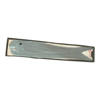 "Mose T" Tolliver Folk Art Blue Whale Painting on Wood For Sale