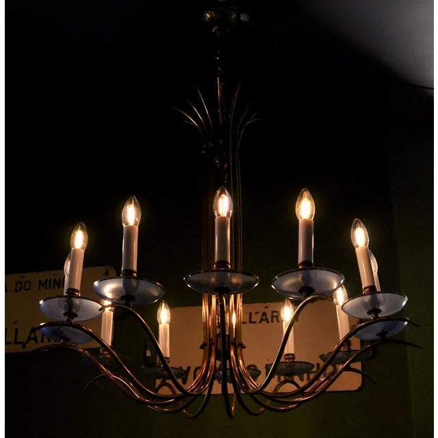 Blue Vintage Twelve-Arm Chandelier, 1950s For Sale - Image 8 of 18