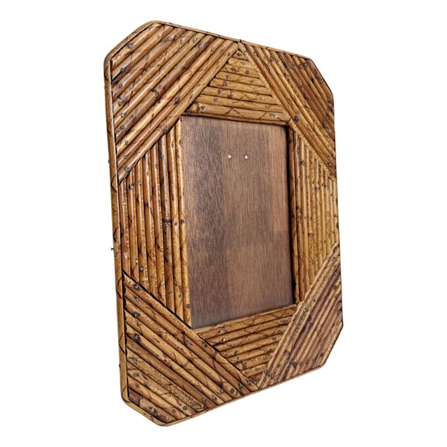1970s Tortoise Burnt Bamboo Picture Frame For Sale