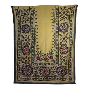 Vintage Yellow and Green Embroidery Large Suzani Panel