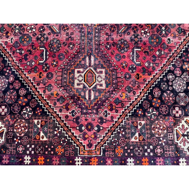 Red Qashqai Tribal Hand-Knotted Wool Rug - 6'6" X 8'1" For Sale - Image 10 of 15