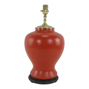 Vintage Red Porcelain Ginger Jar Table Lamp