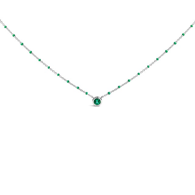Crafted from the refined gleam of .925 sterling silver, this exquisite bead chain necklace is a treasure of elegance and...