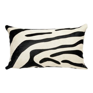 Zebra Black & White Large Kidney Pillow For Sale