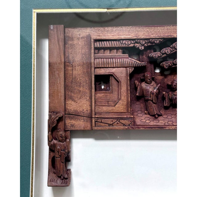 Antique Chinese Carved Wood Door Lintel Framed in Shadow Box For Sale - Image 12 of 12