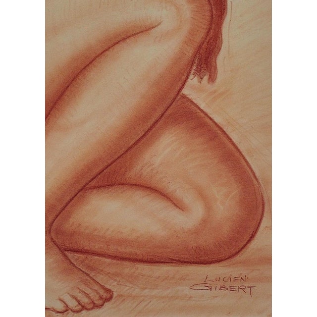 Lucien Gibert, Her Flaming Locks of Auburn Hair, Nude, 1930s, Chalk on Paper For Sale - Image 9 of 18