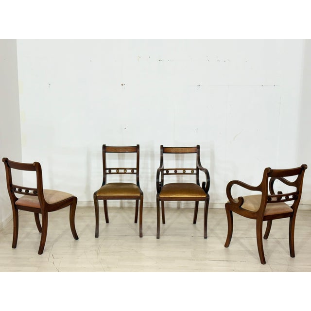 For sale is this charming, four-piece chair set in classic Biedermeier/Empire style, consisting of two elegant upholstered...