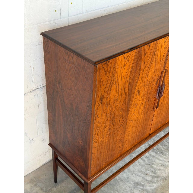 Wood Large Rosewood Sideboard With Drop-Down Bar and Shelves Danish Mid-Century Modern 1960s For Sale - Image 7 of 16